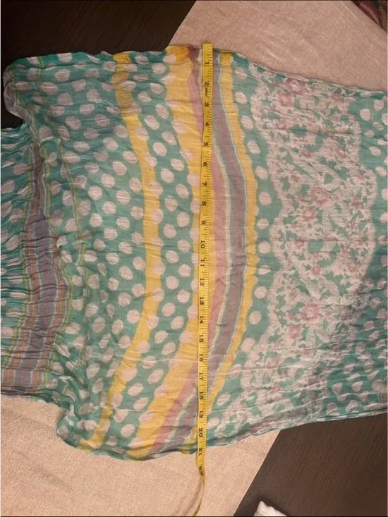Lightweight Polka Dot and Stripe Scarf in Aqua, Yellow & Pink - Picture 2 of 3